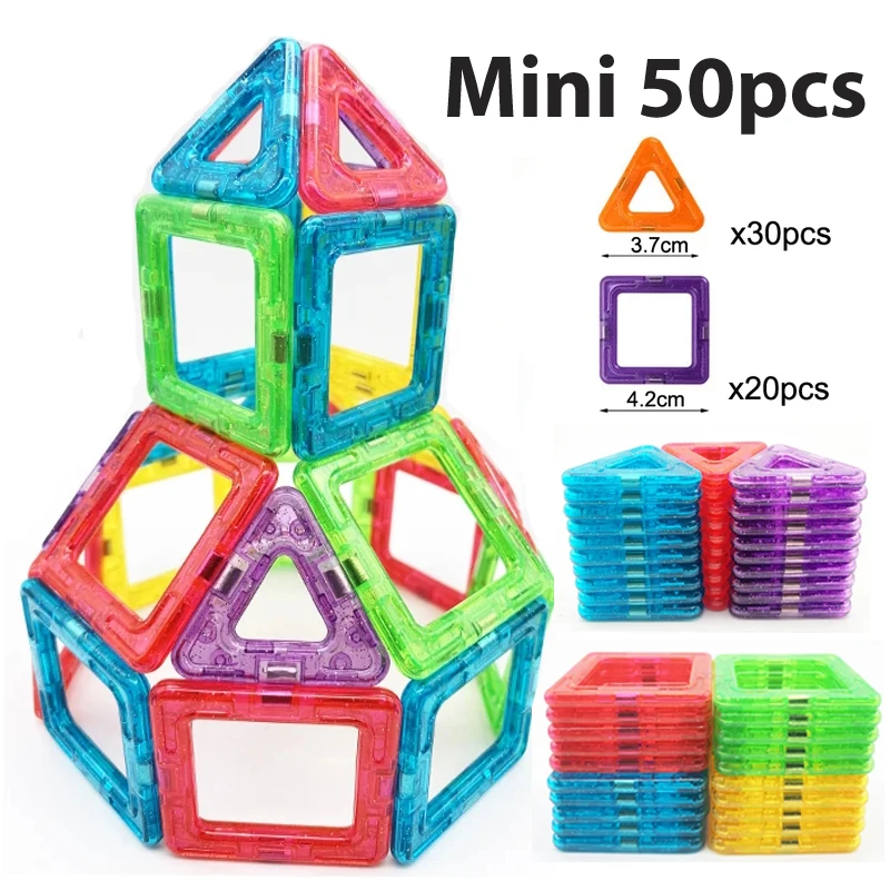 Mini Size 50pcs Magnetic Blocks Magnetic Constructor Designer Set Model Building Blocks Educational Toys for Children Gifts