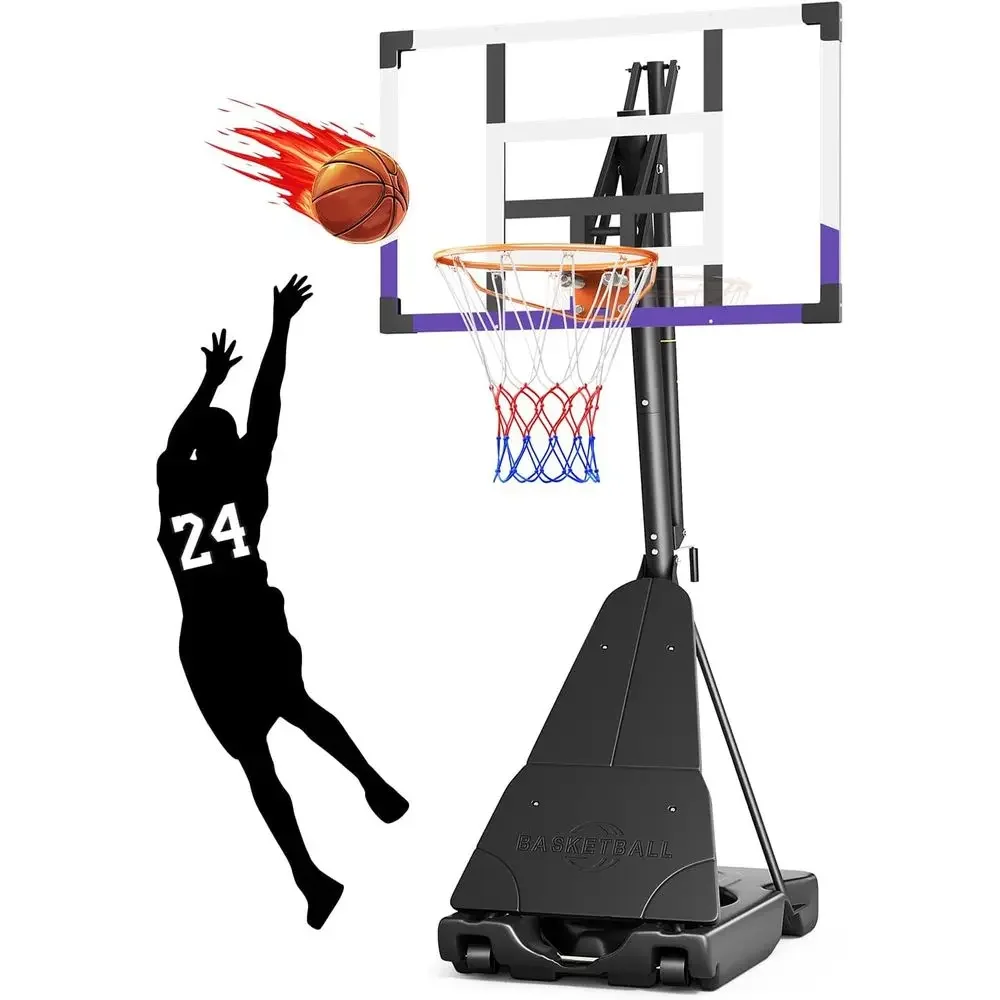 

Outdoor Adjustable Basketball Hoop with 44/48/54 Inch Shatterproof Backboard for All Ages