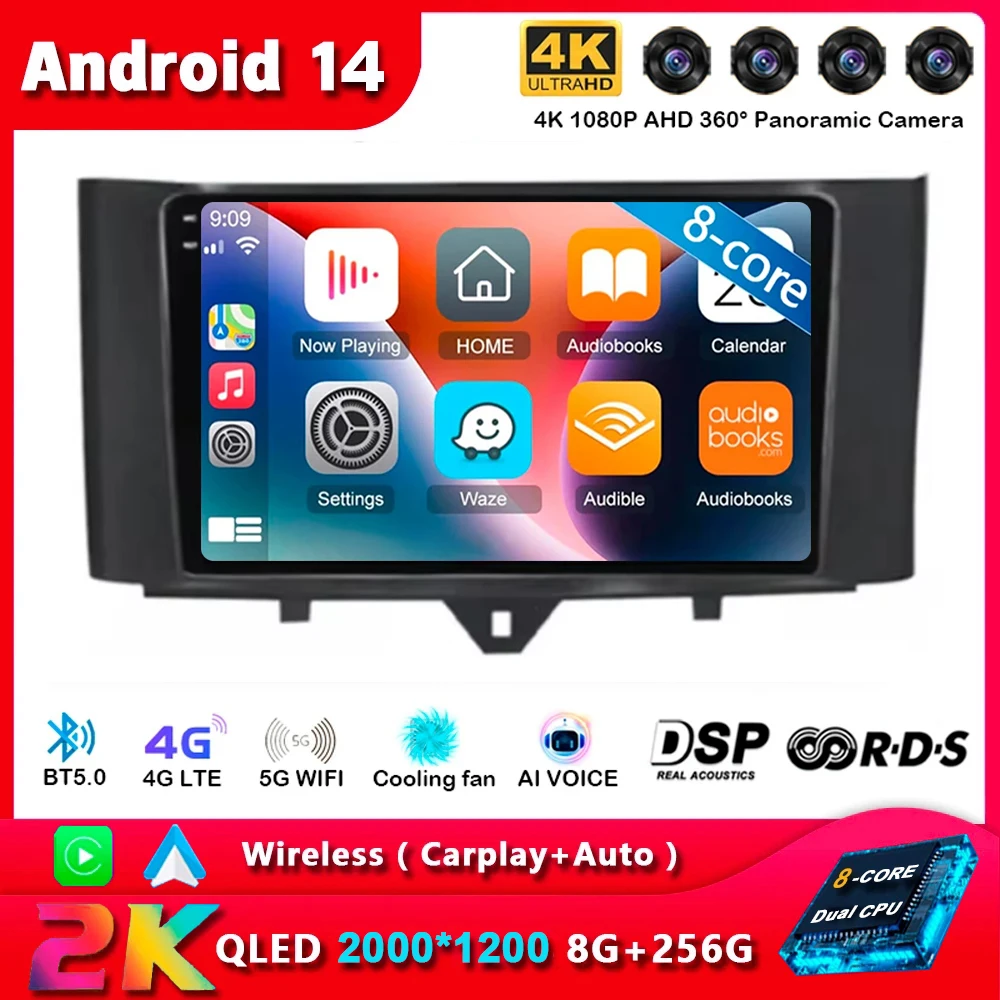 

Android 14 Carplay For Mercedes Benz Smart Fortwo 2006-2012 2013 2014 2015 Car Radio Multimedia Player GPS Stereo 2din Head Unit