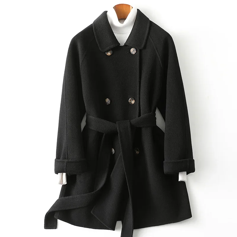 

Korean Woolen Coat Women Casual Double Face Woolen Coats Fashion Wool Coat Women Autumn Winter Sweet Short Trench Coat Zm932