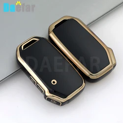 3 Button TPU Car Key Case Cover Shell for Kia Xceed Ceed Sorento Soul Telluride Niro Gold Edge Key Shell KeyRing Accessories