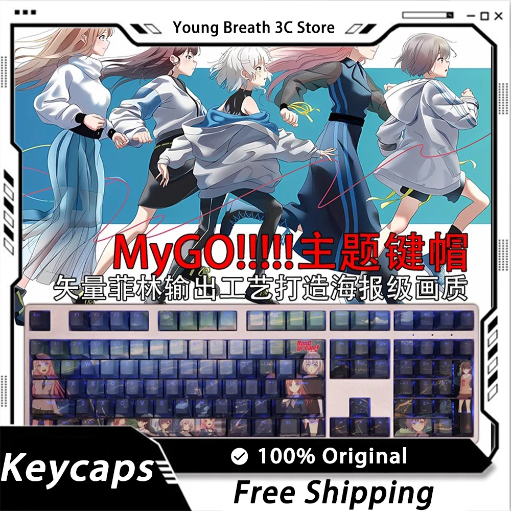 

Custom MyGO Hentai Keycaps Mechanical keyboard kit Keycap Kawaii Light Transmission PBT Keycap Set PC Gamer Accessories Gifts