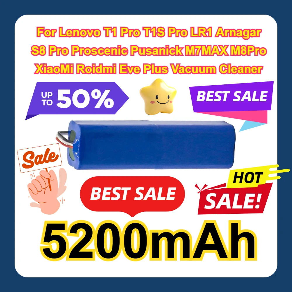 

For Lenovo T1 Pro T1S Pro LR1 Arnagar S8 Pro Proscenic Pusanick M7MAX M8Pro XiaoMi Roidmi Eve Plus Vacuum Cleaner 14.4V Battery