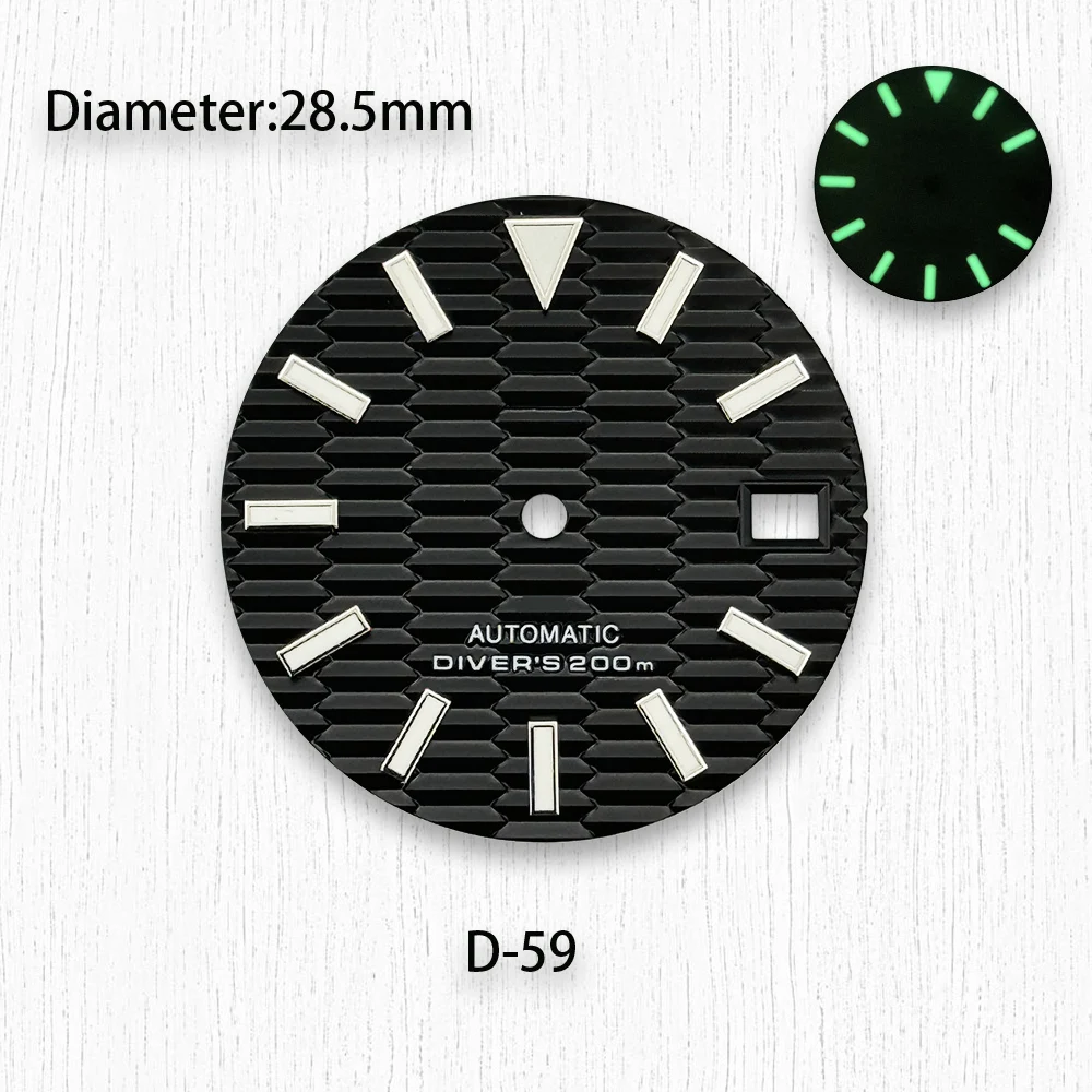 스트라이프 표면 다이얼, 28.5mm, NH35 다이얼, 햇빛 차단 다이얼, NH35/NH36 무브먼트, 3/3.8/4.2 시 시계 액세서리, S 로고