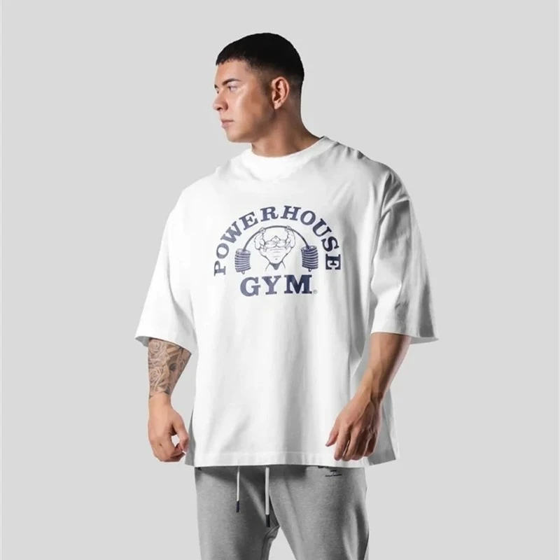 2026 GYm Jointly Men Running Cotton T-Shirt Gym Worcout Loose Print Shirt Summer