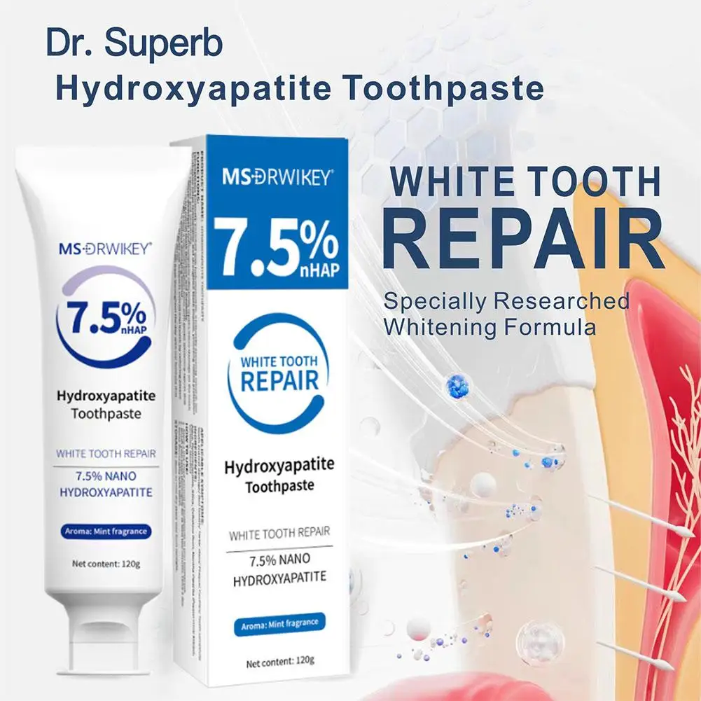 

Natural 7.5% Hydroxyapatite Toothpaste Remove Yellow Tooth Stains Breath Refreshing For Sensitive Teeth Friendly Tooth Care