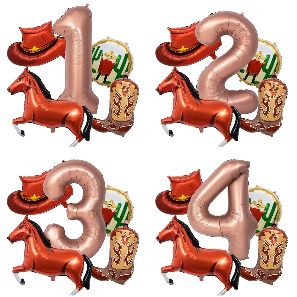 5 stücke Pferd Ballon Set 32 zoll Pferd Geformte Ballons 32 zoll Anzahl Ballon Stern Ballon Racing Pferd thema Geburtstag Party Decor