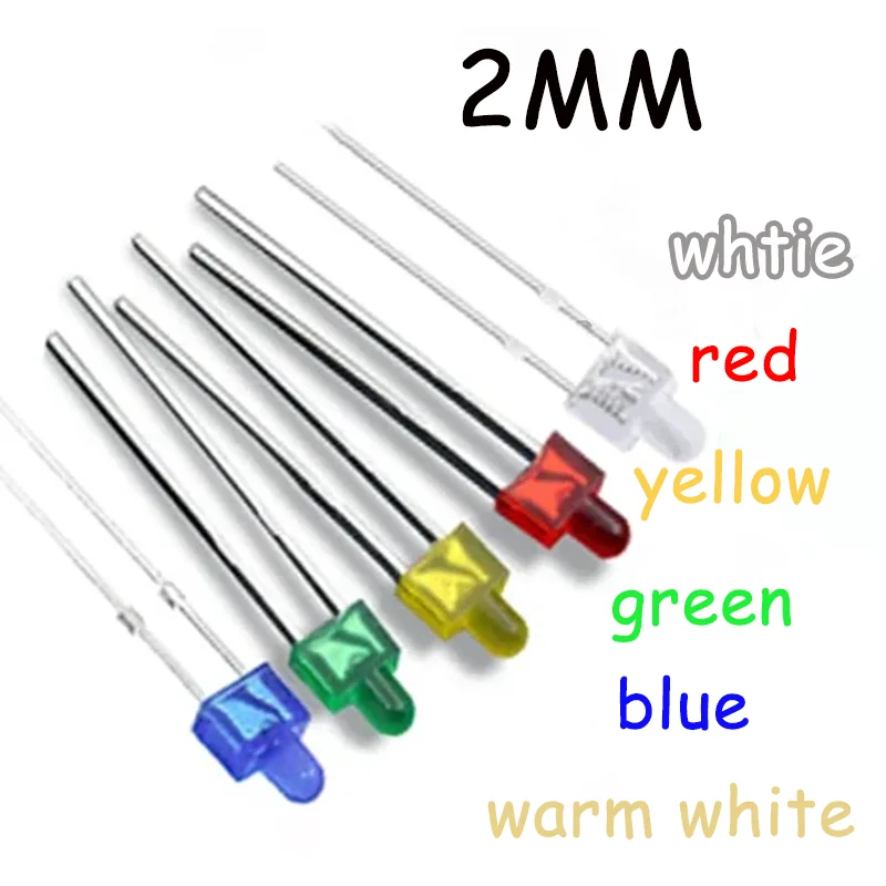 2mm LED pacifier type red yellow green diffused lens wide-angle light diode indicator light