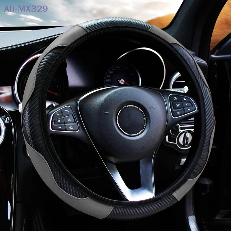 

【MX329】Synthetic Fiber Checkered Embossed Streamlined Car Rimless Steering Wheel Cover Suitable For 37-38cm Car Interior Decor