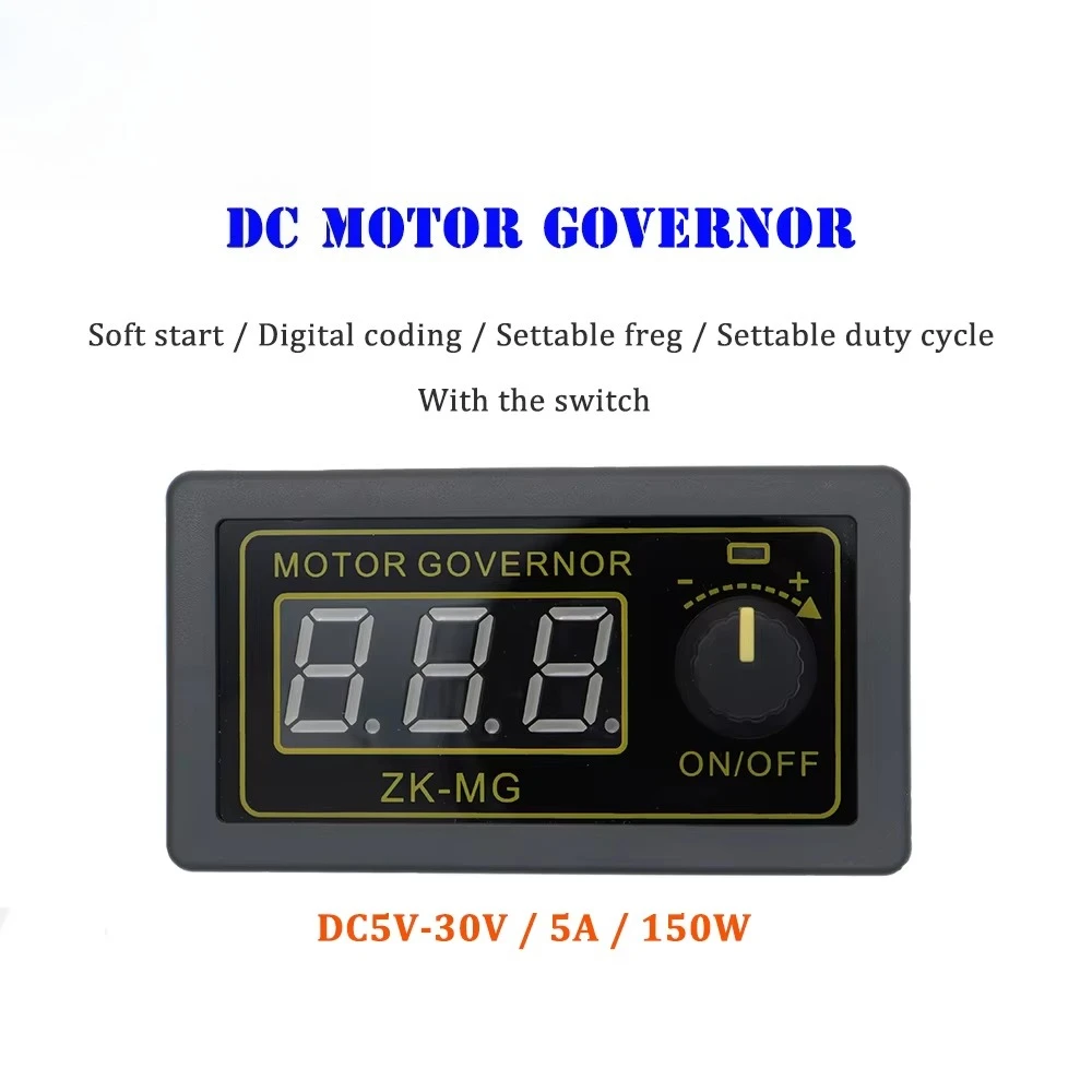 DC 5-30V 12v 24v 5A DC Motor Controller PWM Adjustable Speed Digital Display Encoder Duty Ratio Frequency MAX 15A ZK-MG