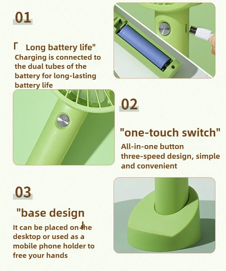 Ручной небольшой вентилятор с зарядкой через USB, мини-портативный студенческий общежитие, настольный бесшумный ветровентилятор, воздушный охладитель, 3-скоростной многофункциональный