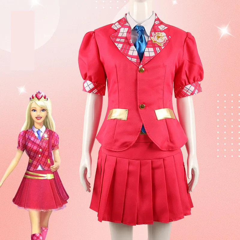 Disfraz de Cosplay de Barbiee de película de Halloween para mujer, vestido de princesa, traje de Delancy Wen COS, uniforme escolar, faldas superiores, fiesta de Carnaval