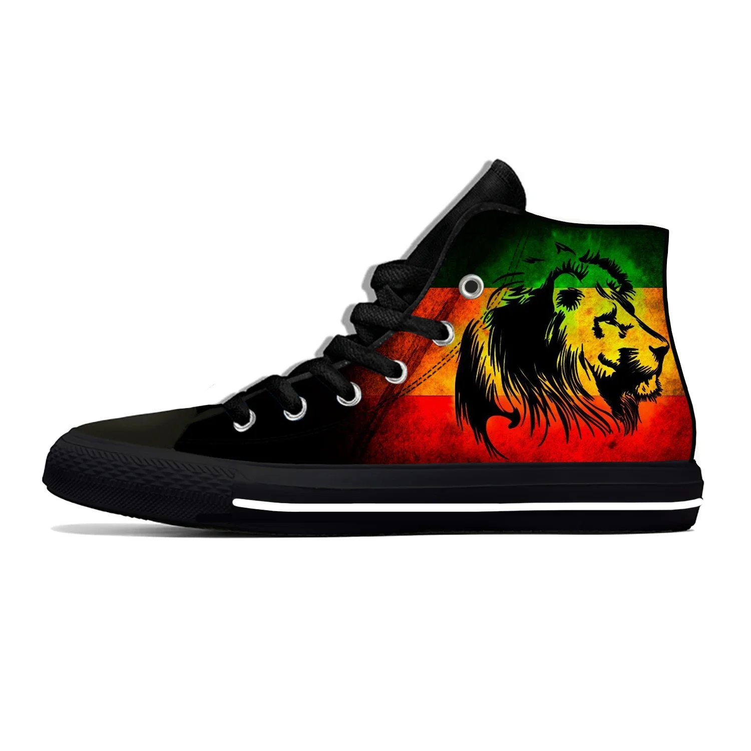 Ethiopia Flag Lion of Judah Reggae Rasta Fashion Casual Cloth Shoes High Top Lightweight Breathable 3D Print Men Women Sneakers