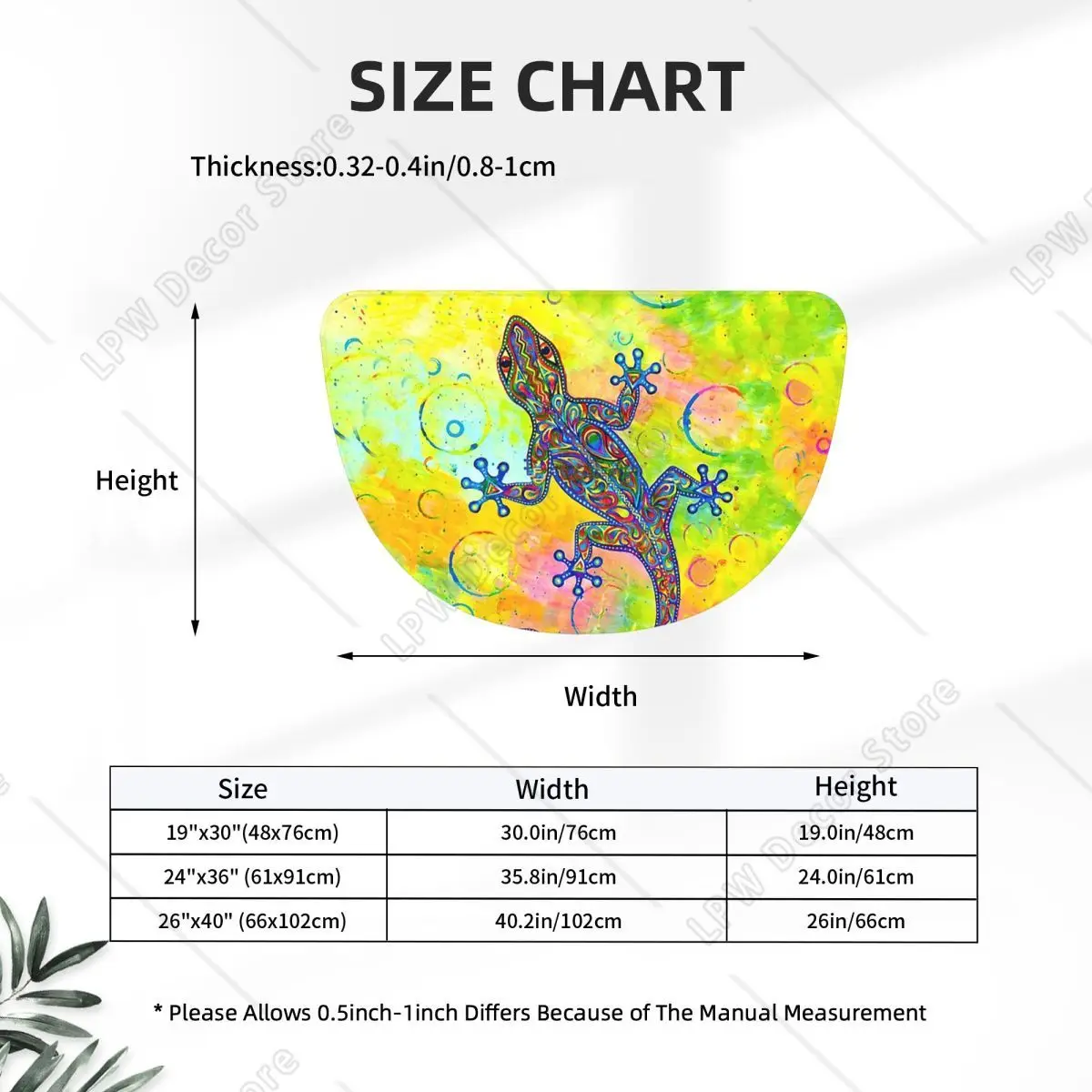 Groovy Gecko Psychedelic Paisley Lizard Soft Flannel Half Round Doormat Non Slip Bathroom Mat Absorbent Floor Carpet