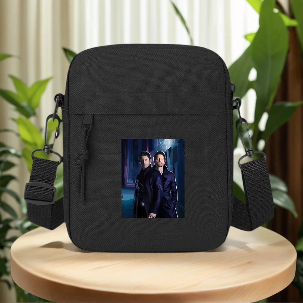 Dark overcoats faces shadows moody pose Men Crossbody Bag Single Shoulder Women Cartoon Anime Film Printing Design Unisex