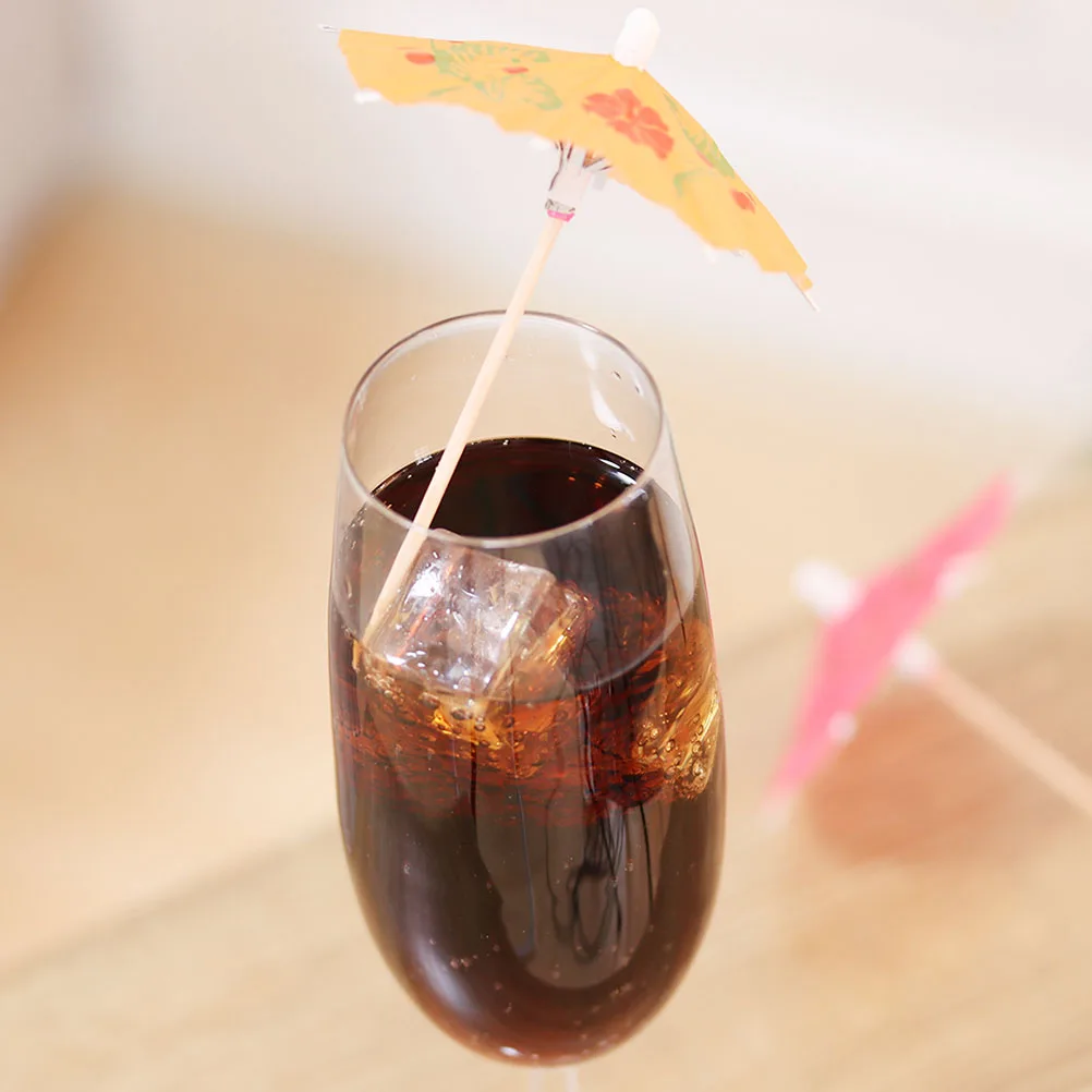 

288pcs Cocktail Sticks Paper Drink Picks Party Supplies Decor Cake Umbrella Toppers Banquet Eco Friendly Mini Parasols Wooden