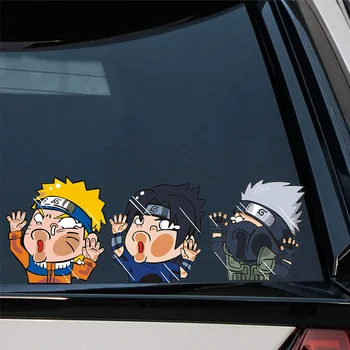 Anime Naruto autocollants drôle Sasuke Peek fenêtre autocollants ordinateur portable décalcomanies imperméable voiture autocollants personnalité Anime autocollants