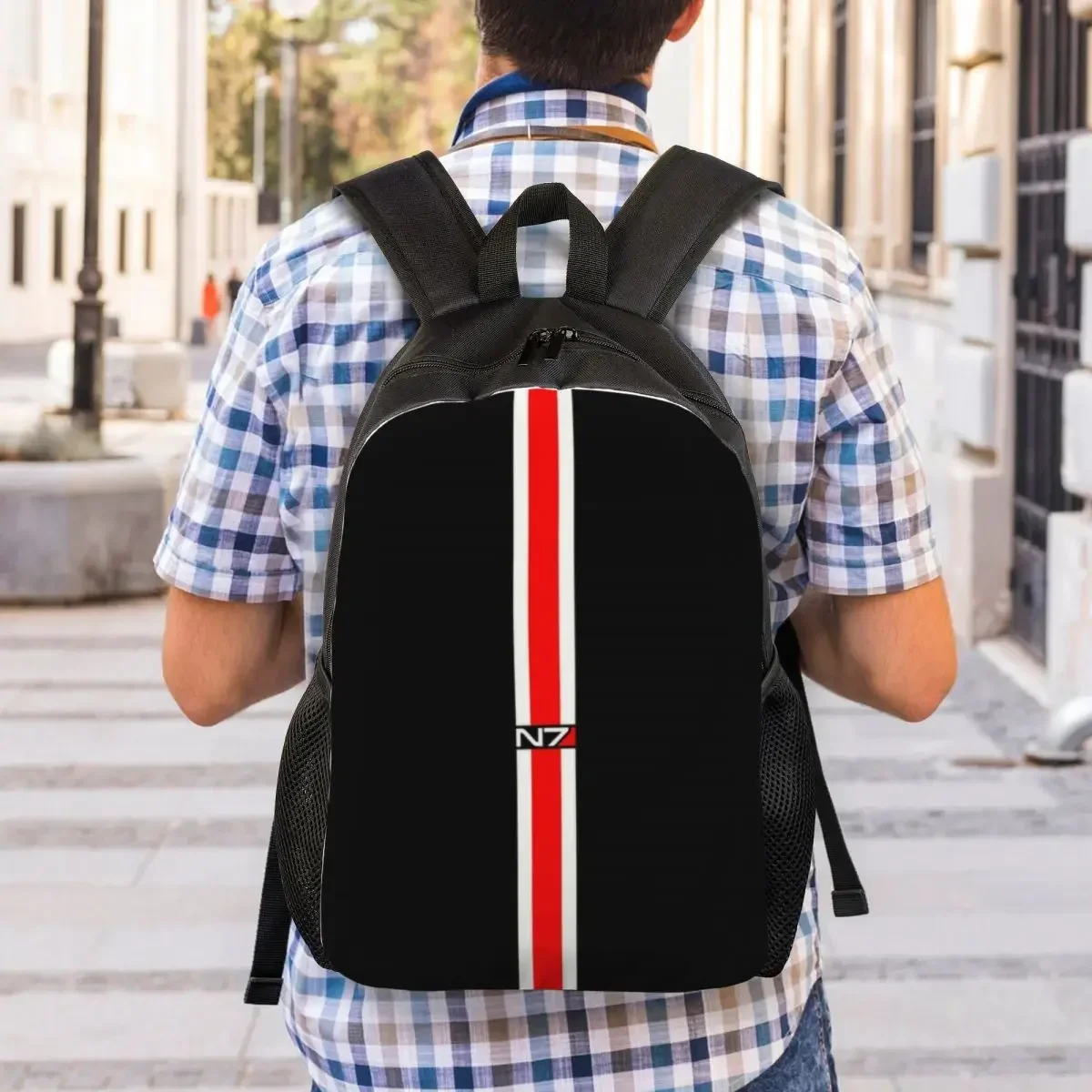 Mass Effect N7 Backpacks Women Men School College Student Bookbag Fits 15 Inch Laptop Systems Alliance Military Video Game Bags