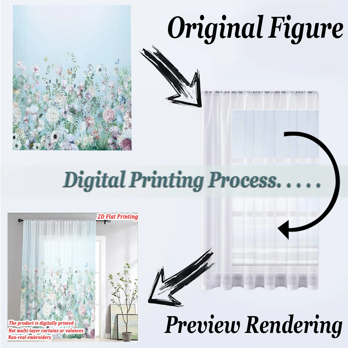 ستارة شفافة بطباعة مسطحة على شكل فراشة باللونين الوردي والأبيض، قماش خفيف، لغرفة المعيشة وغرفة النوم وديكور المنزل والنافذة