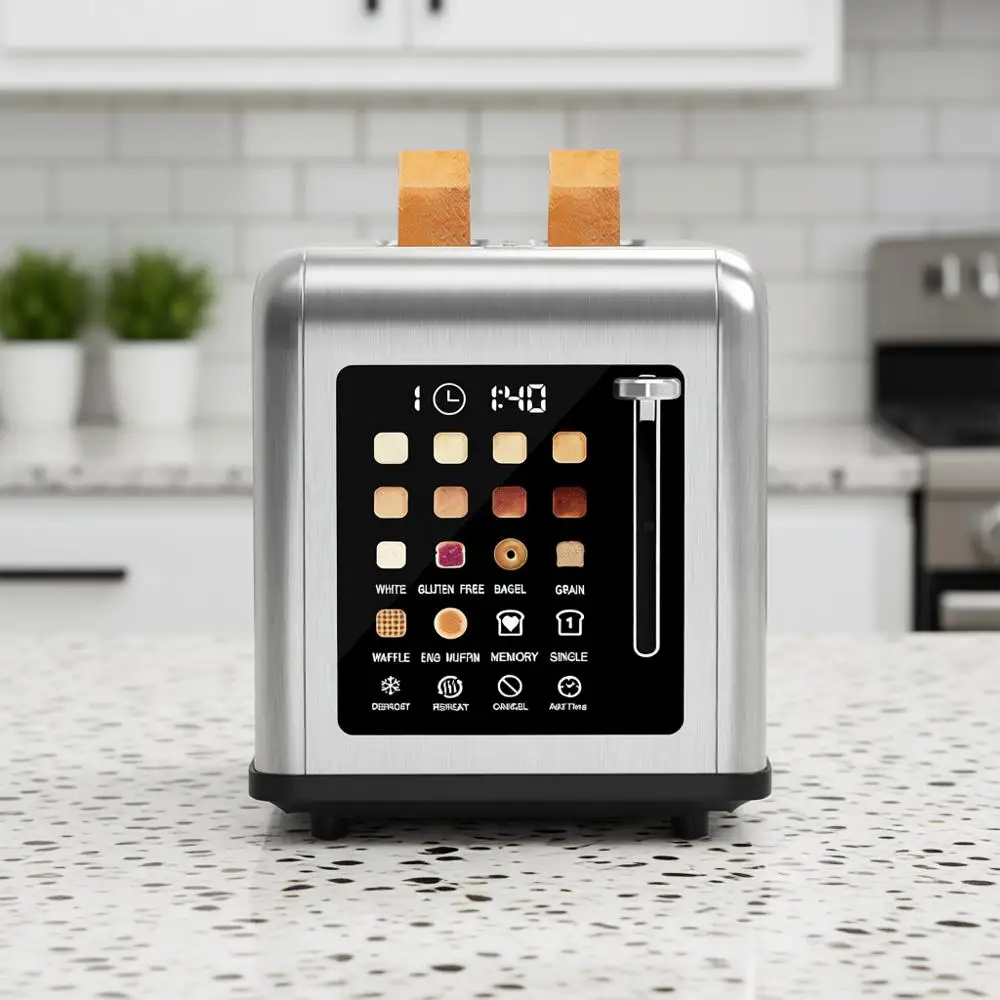 

2 Slice Digital Timer Toaster, Stainless Steel, 8 Shade Settings, 6 Bread Types or Bagel, Cancel, Reheat