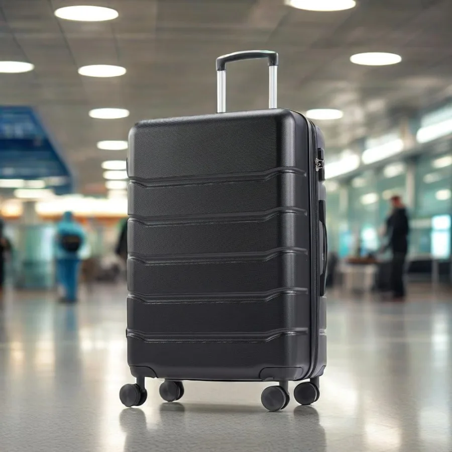 

24 Inch Hardside Luggage Expandable Rolling Luggage with TSA Lock and Spinner Wheels Black