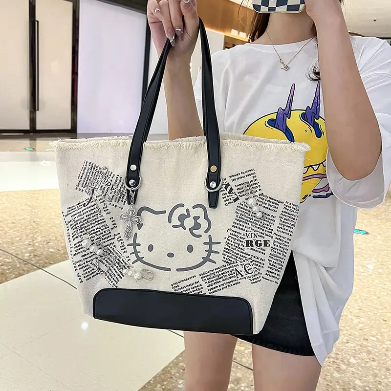 산리오 애니메이션 헬로 키티 대용량 비스듬한 배낭, 귀여운 핸드백 토트백, 만화 사첼 가방, 친구 생일 선물