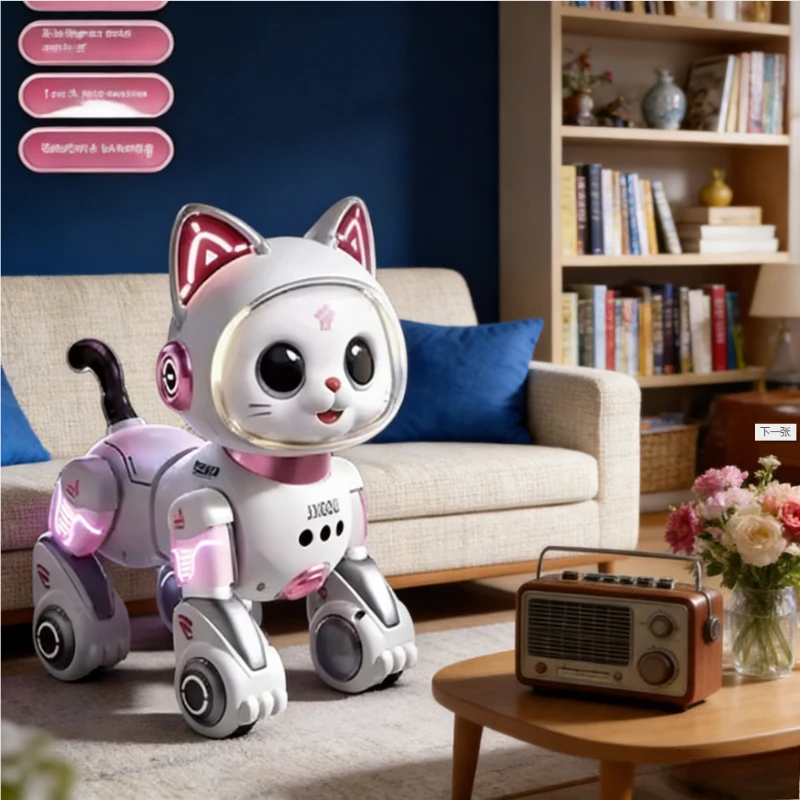 Interaktywny Elektryczny Kot Robot na Pilot Zabawka Chodząca Gotowa do Użytku Śpiewająca Prezent dla Chłopców Dziewcząt Dzieci na Święta