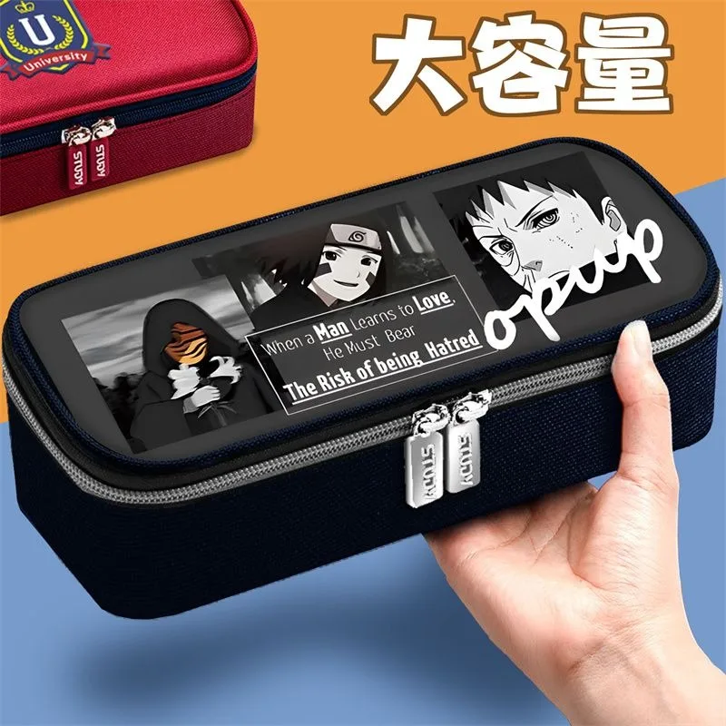 

Naruto pencil case for boys Sasuke Naruto Itachi student large capacity anti-fouling cartoon fashion pencil case prize gift