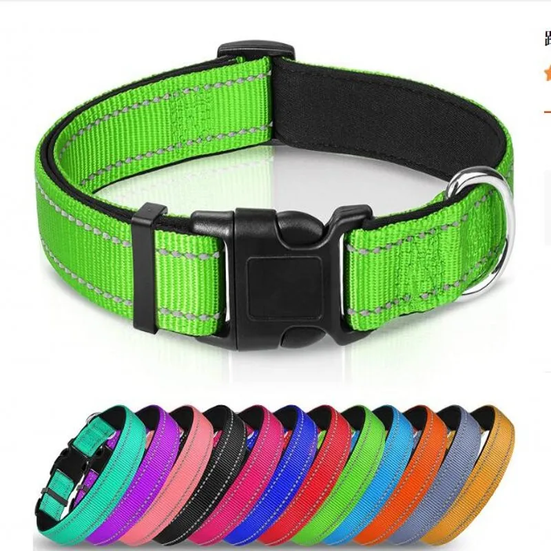 Pet Adjustable Reflective Collar Puppy Dog Animal Harness Collars Cat Small Medium Dogs Chihuahua Dog Red Black Blue Purple