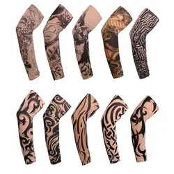 1Pc Flower Tattoo Arm Sleeves Seamless Outdoor Sport Riding Sunscreen Arm Sleeves Sun UV Protection Arm Sleeves For Women Men