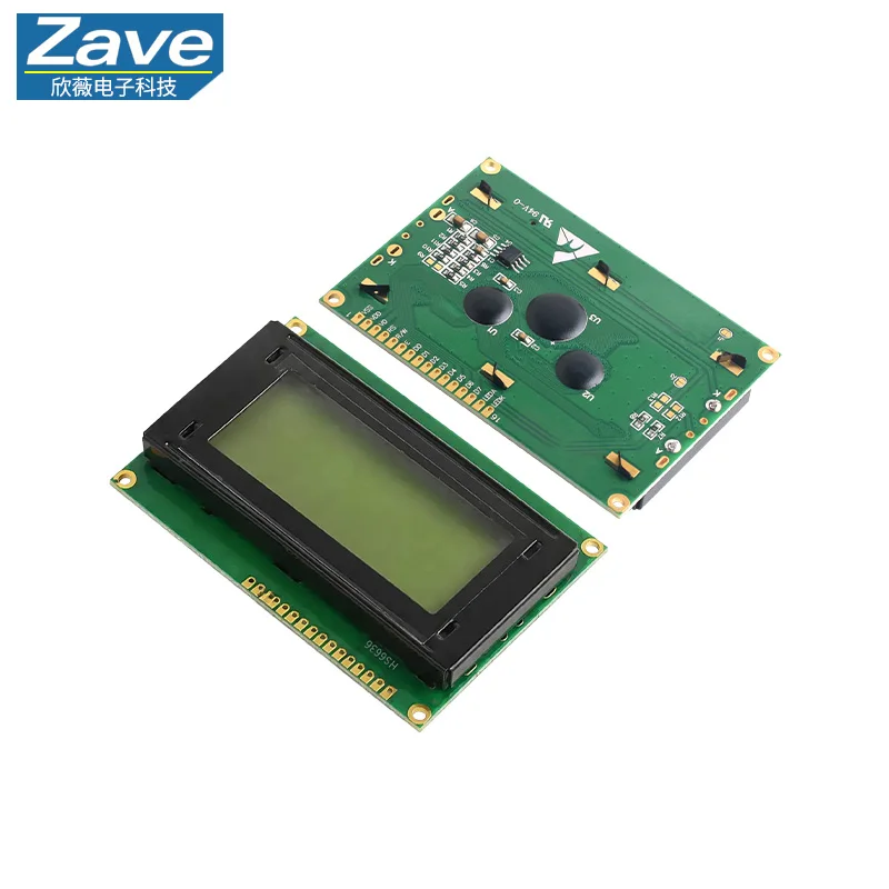 ZAVE LCD1604 / 16x4 Monochrome Character LCD Module, Yellow-Green Background with Blue-Black Characters