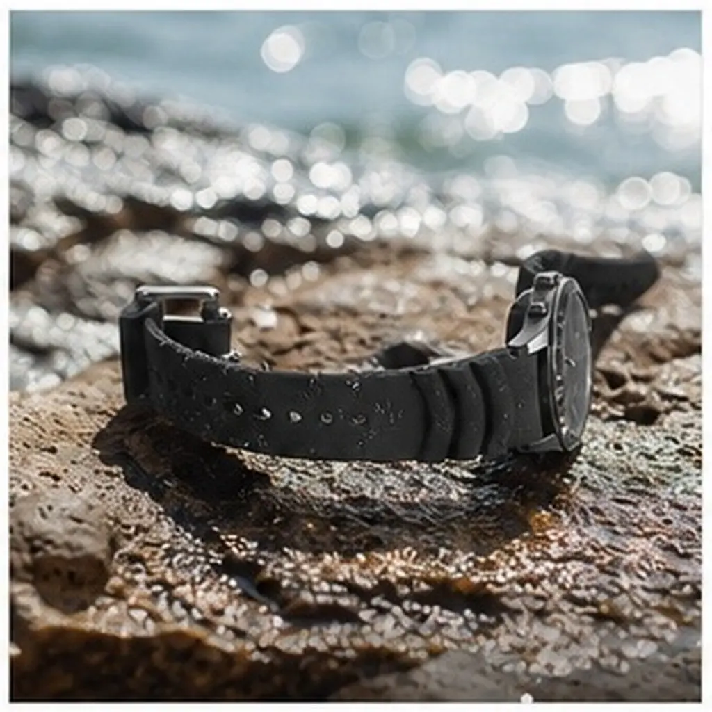 22Mm Premium Silicone Watch Band Waterproof Dust Oil Resistant Strong Stainless Clasp Comfort Fit for Active Lifestyle Black