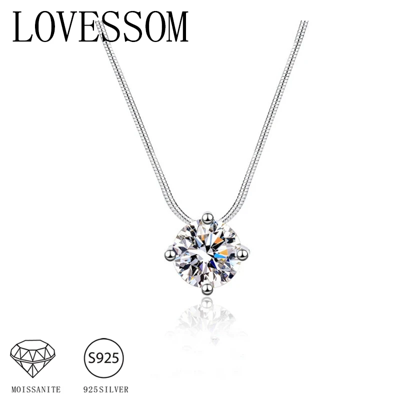 

Серебро 925 пробы, 1 карат/2 карата, модное, простое, повседневное, романтическое, высококачественное колье/чокер из змеиной кости с муассанитом