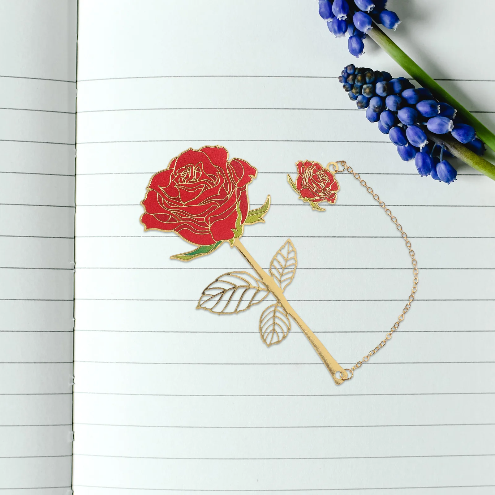 

Metal Bookmark Red Rose Unique Bookmarks Pendant Lightweight Portable Gifts Retro Reading Mark Student Supplies