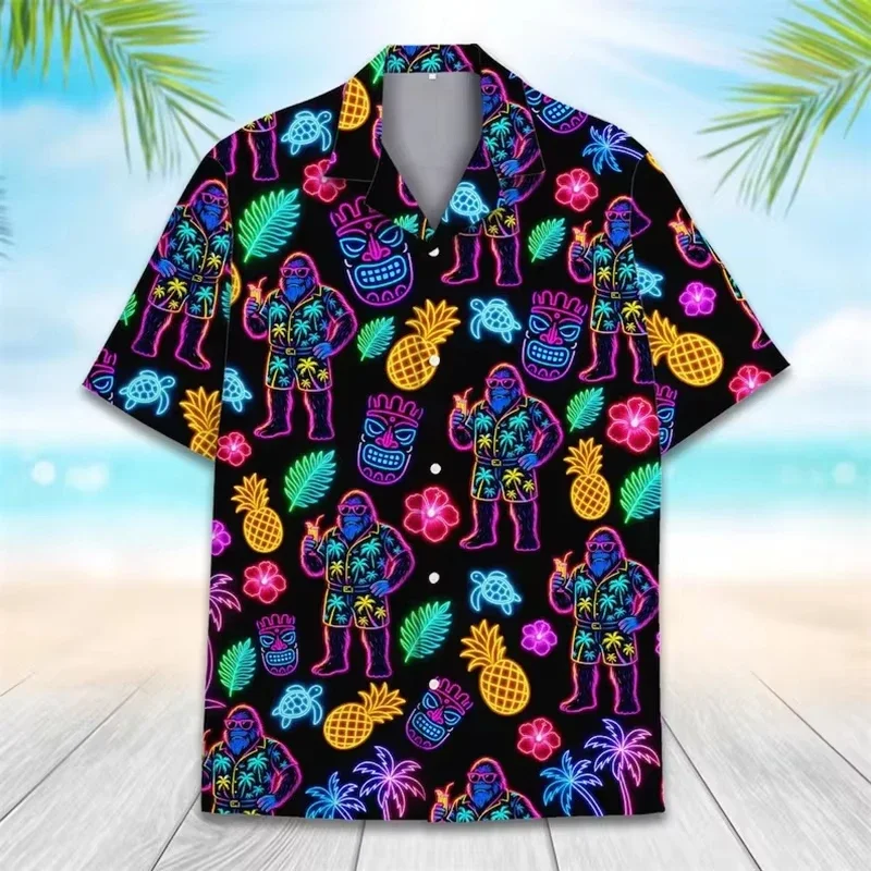 Vintage Tiki Moai 3D Printed Hawaiian Shirt For Men Clothes Summer Civilization Trendy Graphic Blouses Casual Y2k Beach Shirts