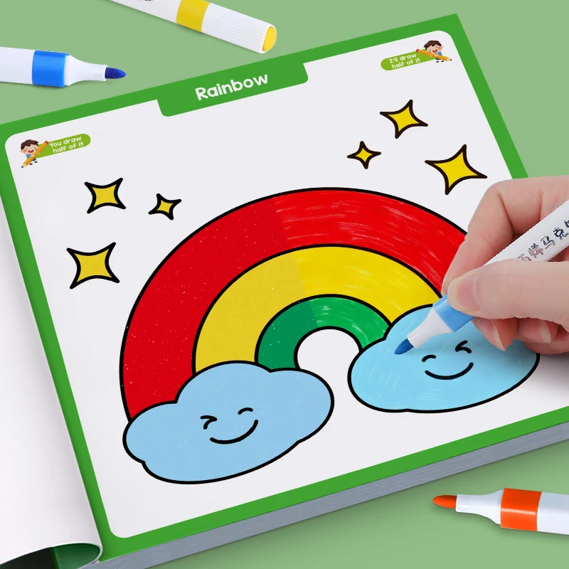 Children Coloring Book Cartoon pattern Pen Writing Control Practice Manual Enlightenment in Painting Coloring Book Kids Toy