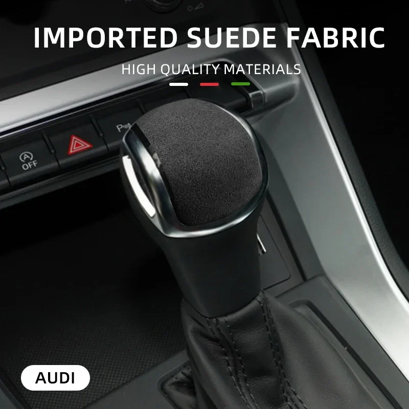 Top Suede Wrapเกียร์Shift Knob ABS Trimภายในสติกเกอร์สําหรับAudi Q3 Sportback 2019 2020 2021 อุปกรณ์เสริม