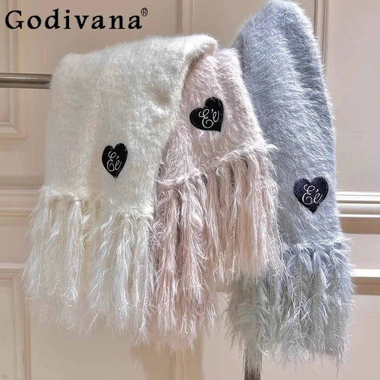 Japanese Style Sweet Soft Comfortable Imitation Mink Tassels Long Scarf Women's Autumn and Winter Fashion Scarf Lady Warm Scarf