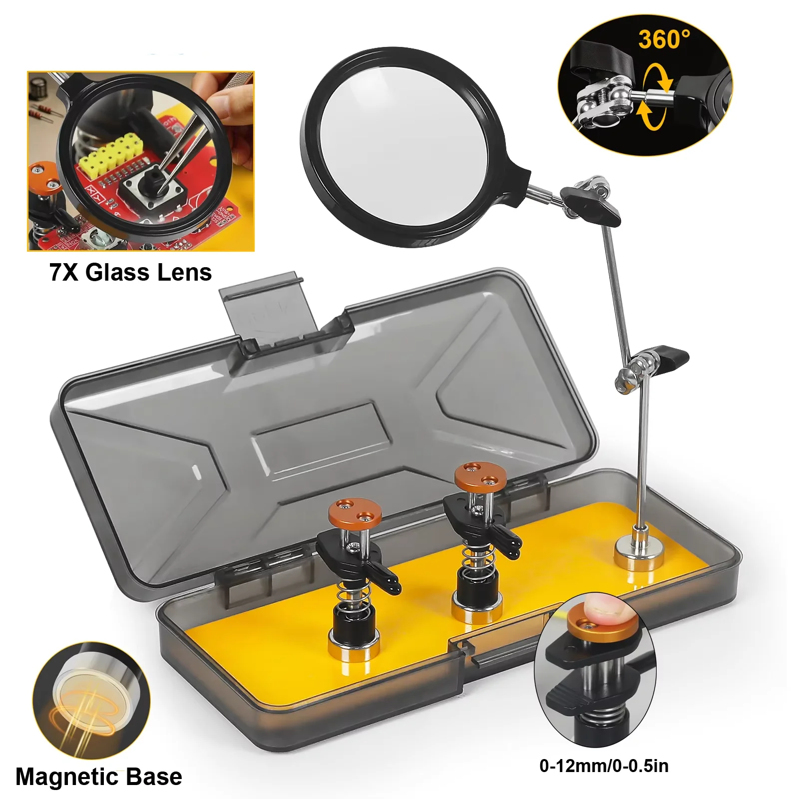 NEWACALOX Magnetic Helping Hands Soldering Third Hand Tool Box Adjust PCB Holder Electronic Reparing Welding Magnifying Glass