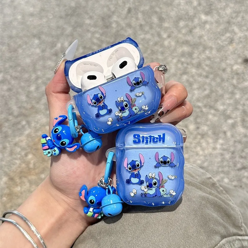 ديزني غرزة الكرتون حقيبة سماعة الاذن مع قلادة ل Airpods 4 3 2 1 Pro Pro2 أنيمي لينة مكافحة قطرة قذيفة لطيف الغطاء الواقي #3