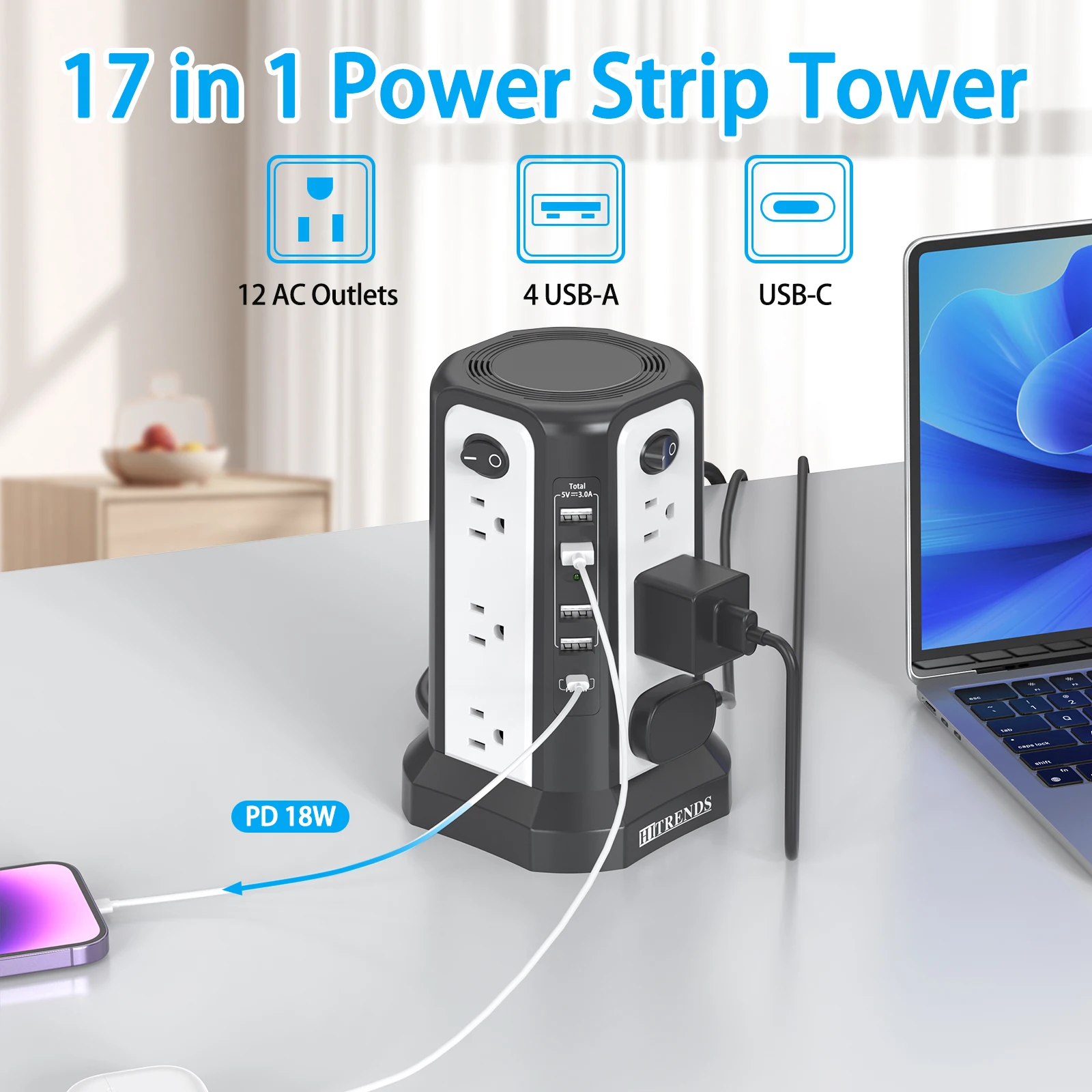 ปลั๊กพ่วง HITRENDS พร้อมระบบป้ - Ac Surge Protector บทวิจารณ์และราคา