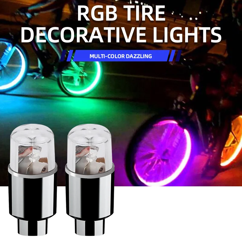 

2Pcs Car Tire Decoration Accessories Cars Wheel Caps LED Lights Wheel Tire Valve Caps Cycling Lantern Spokes Hub Tyre Lamp