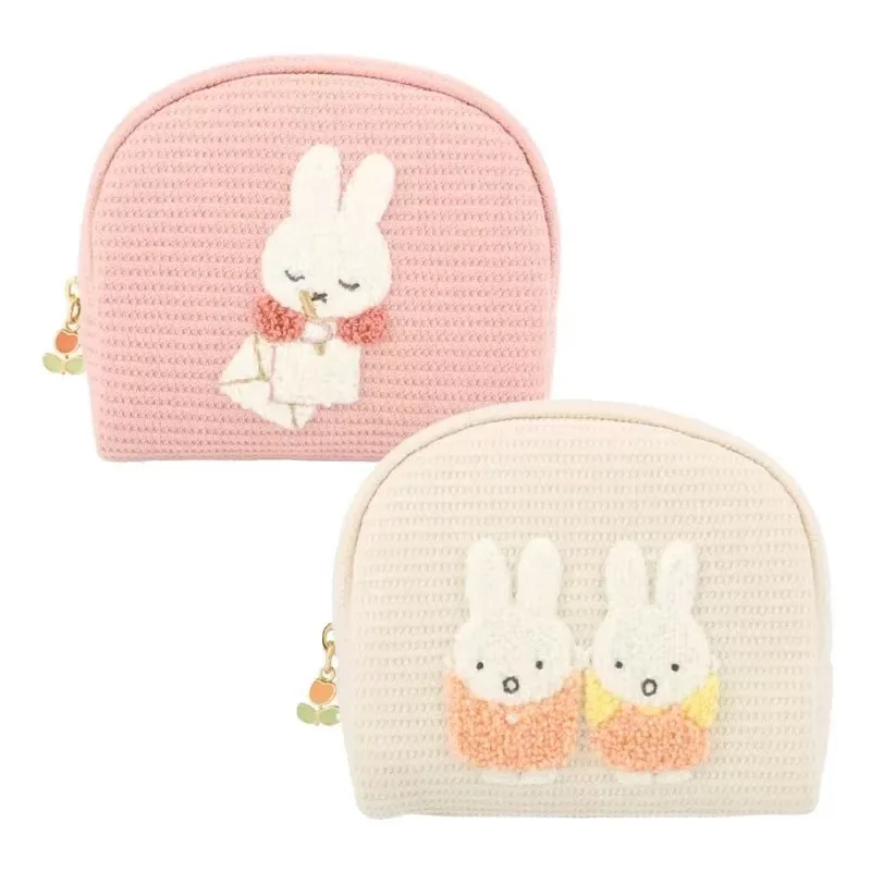 

New Miffy Series Cute Embroidered Cosmetic Bag Cartoon Creativity Portable Cotton Zipper Change Storage Bag Girls Birthday Gift