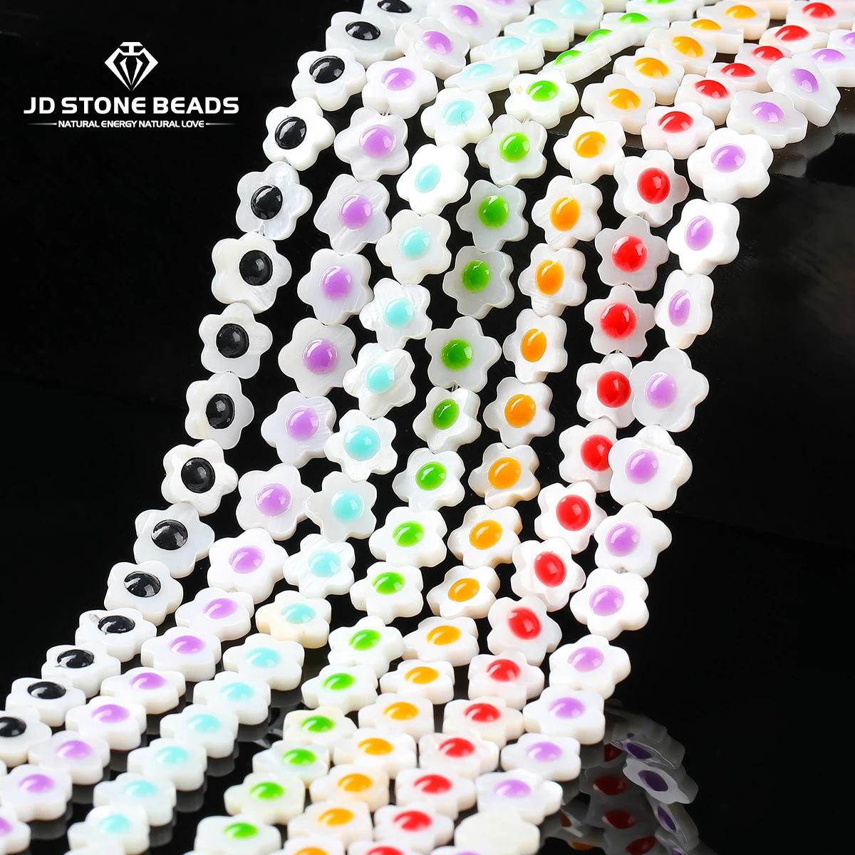 

10mm Natural Sunflower Shape Shell Bead Colorful Loose Spacer Bead for Jewelry Making DIY Necklace Bracelet Earring Accessory