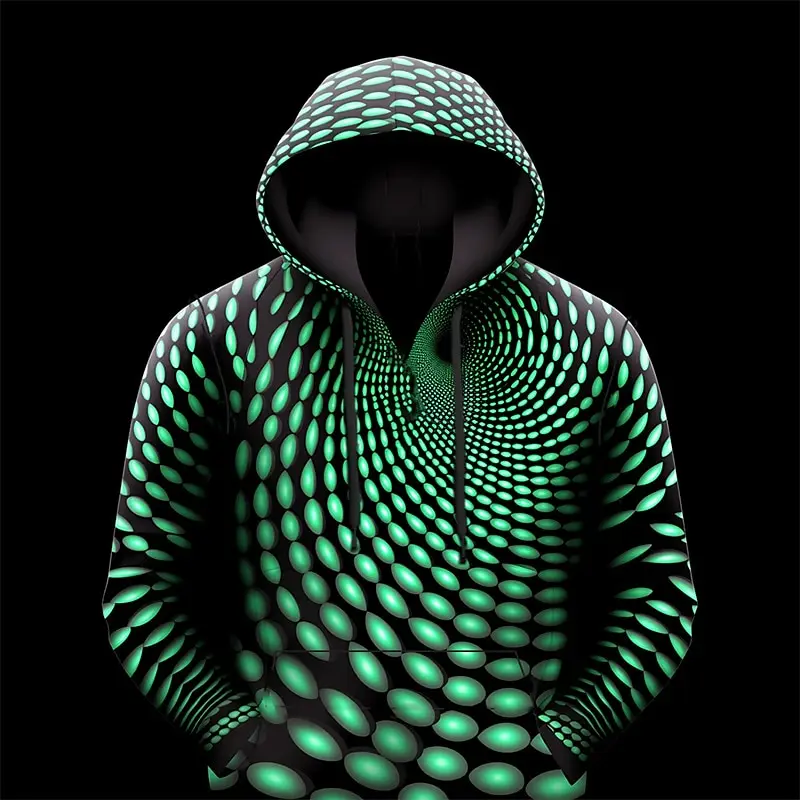 Graphic Optical Illusion Men's Fashion 3D Print Hoodie Sports Outdoor Holiday Vacation Hoodies Yellow Pink Long Sleeve Hooded Pr