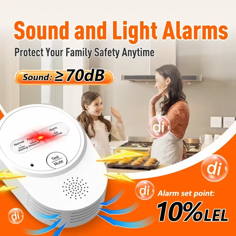 Portable Wired Gas Detector Handheld Single Gas Alarm for Home Kitchen Safety Leak Monitoring Personal Protection Device