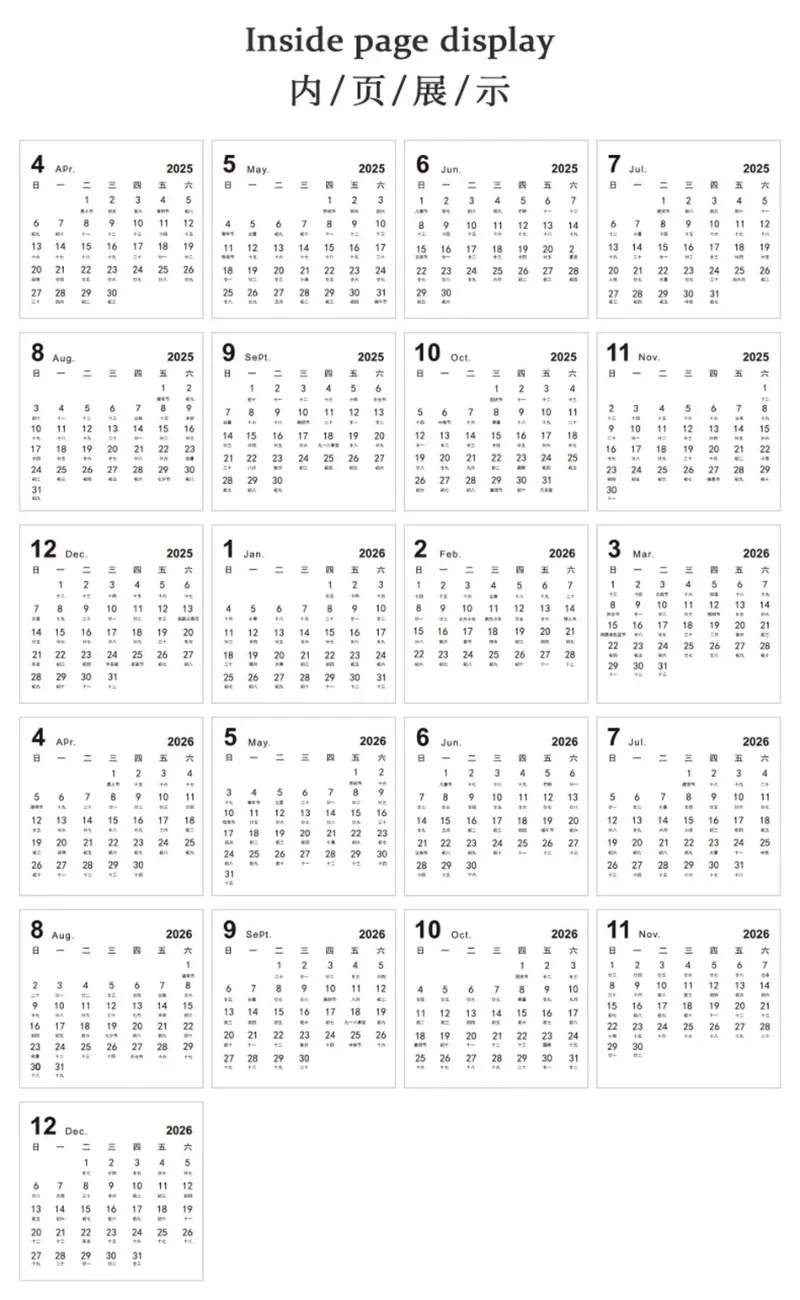 2026 mini calendário de mesa calendário simples pequeno criativo bobina calendário planejador decoração desktop escritório papelaria calendário parede