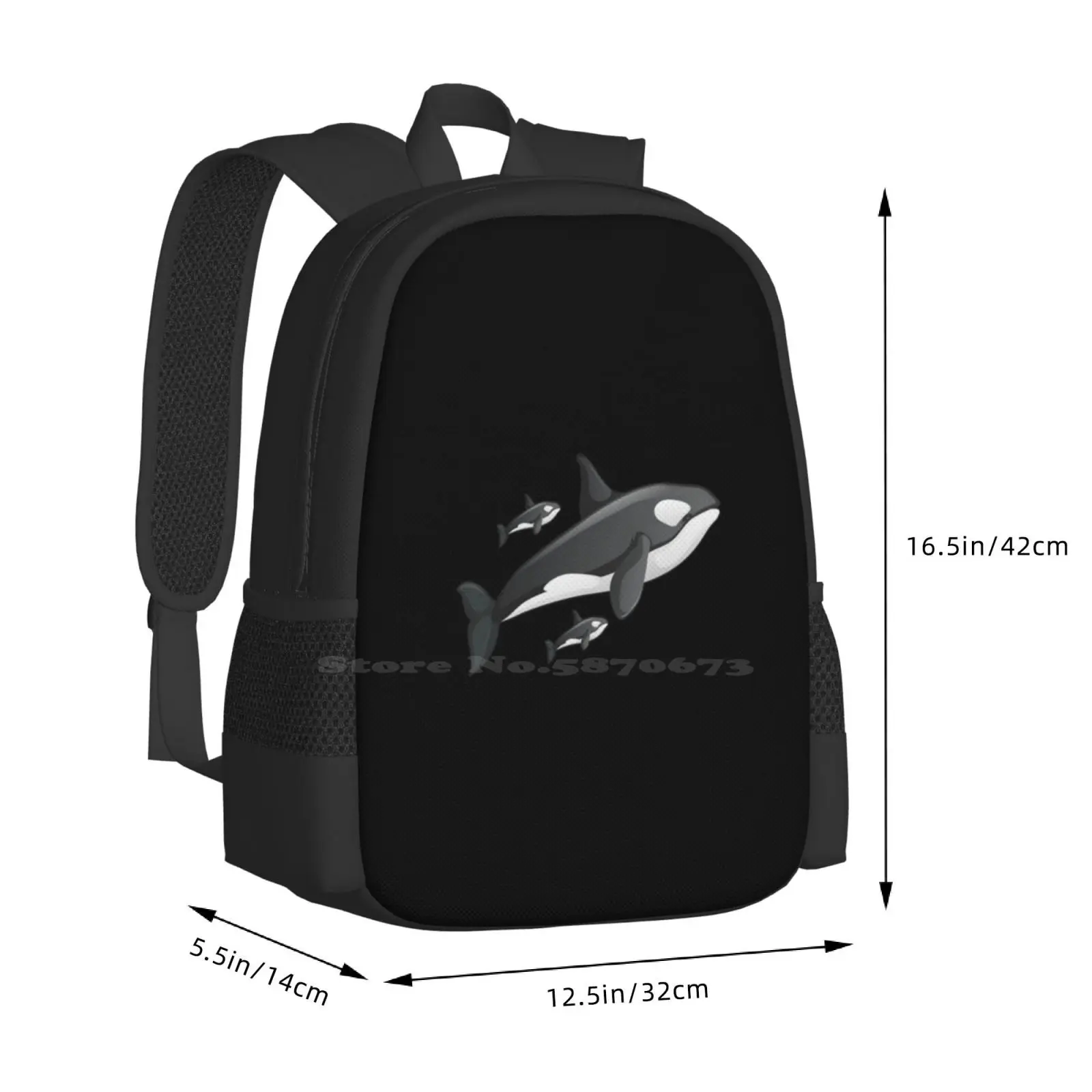 The Orca Is My Spirit Animal Cute Hot Sale Schoolbag Backpack Fashion Bags Vintage Retro Ocean Sea Killer Whale Orcas Save The