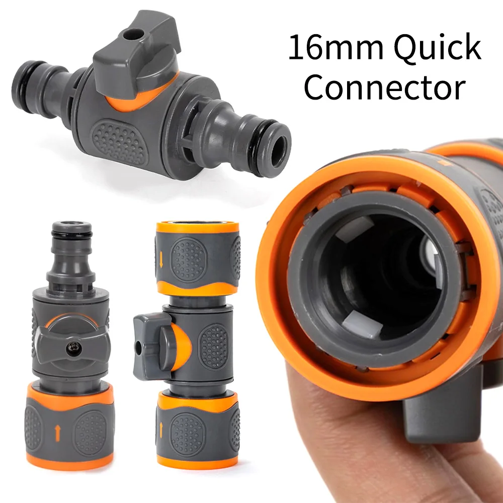 for Garden Irrigation Tubing Repair Stop Water Connector Coupling Joint Extender Kit Quick Connect 16mm Ball Valve Hose Adapter
