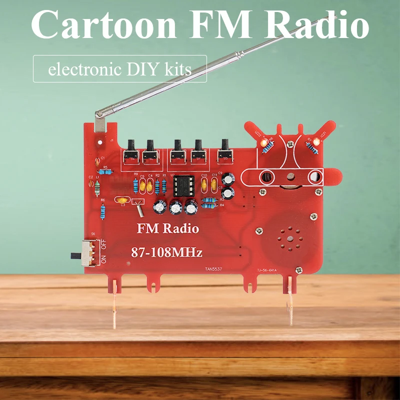 Cartoon FM Radio Assembly Kit Dual Channel DIY Electronic Circuit Board Production Teaching Welding Exercise Spare Parts